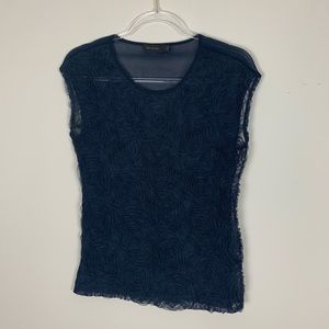 The Limited | Navy Floral Ruffle Top Size small